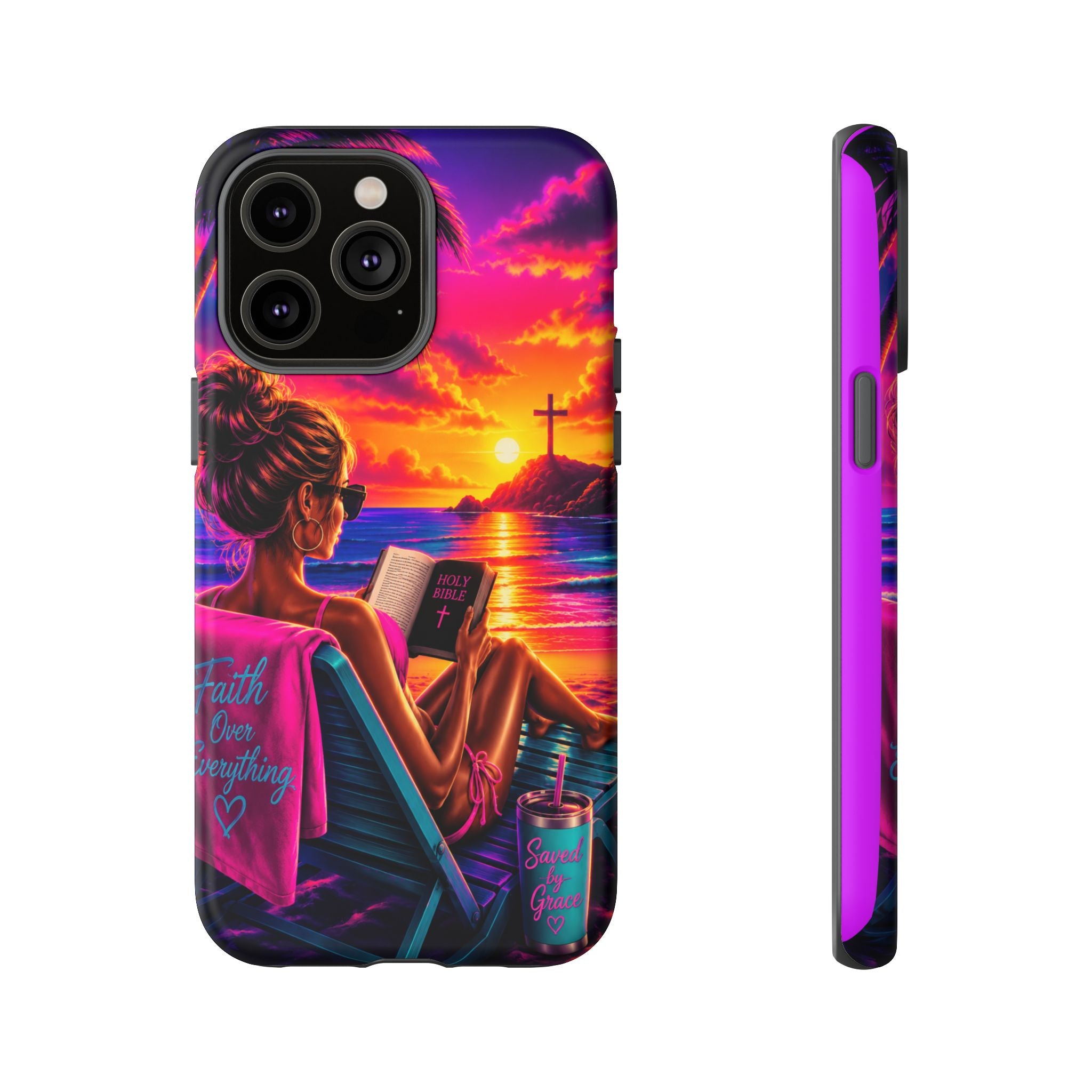 Phone Case —  Jesus and Beach (Faith Over Everything)