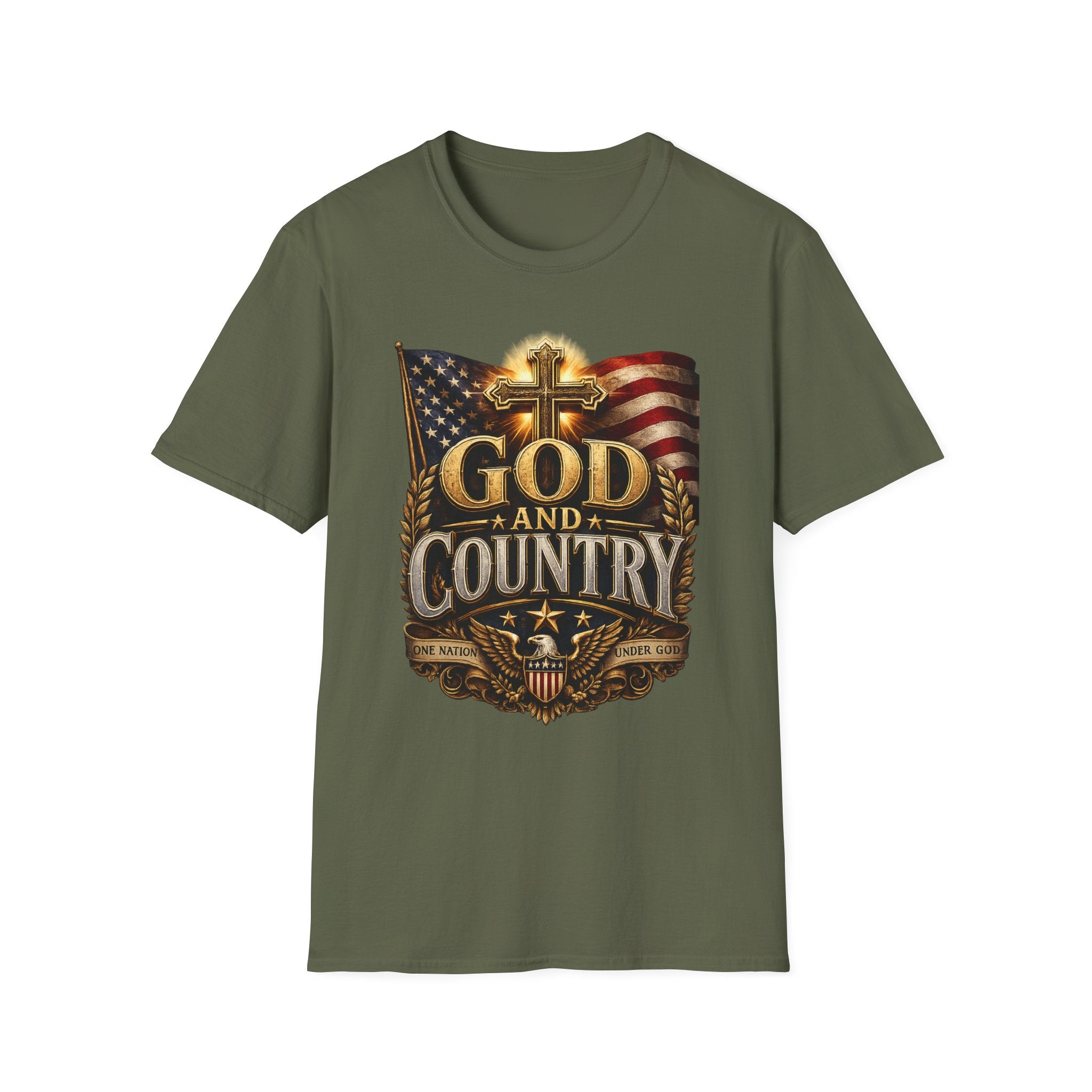 God and Country T-Shirt — Patriotic Christian Flag Tee