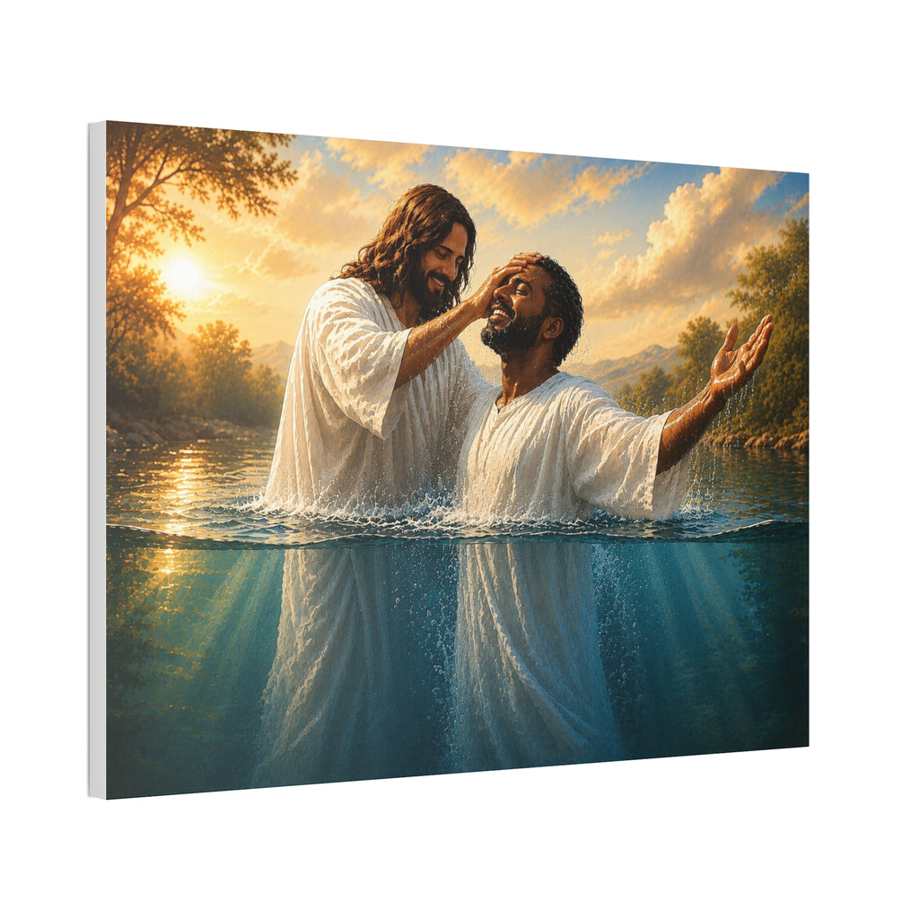 African Man Baptism of Faith Canvas Print - Christian Wall Art