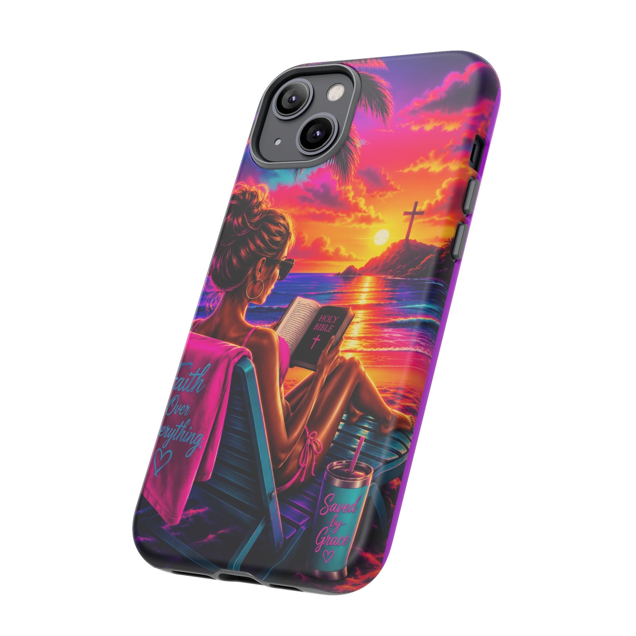 Phone Case —  Jesus and Beach (Faith Over Everything)