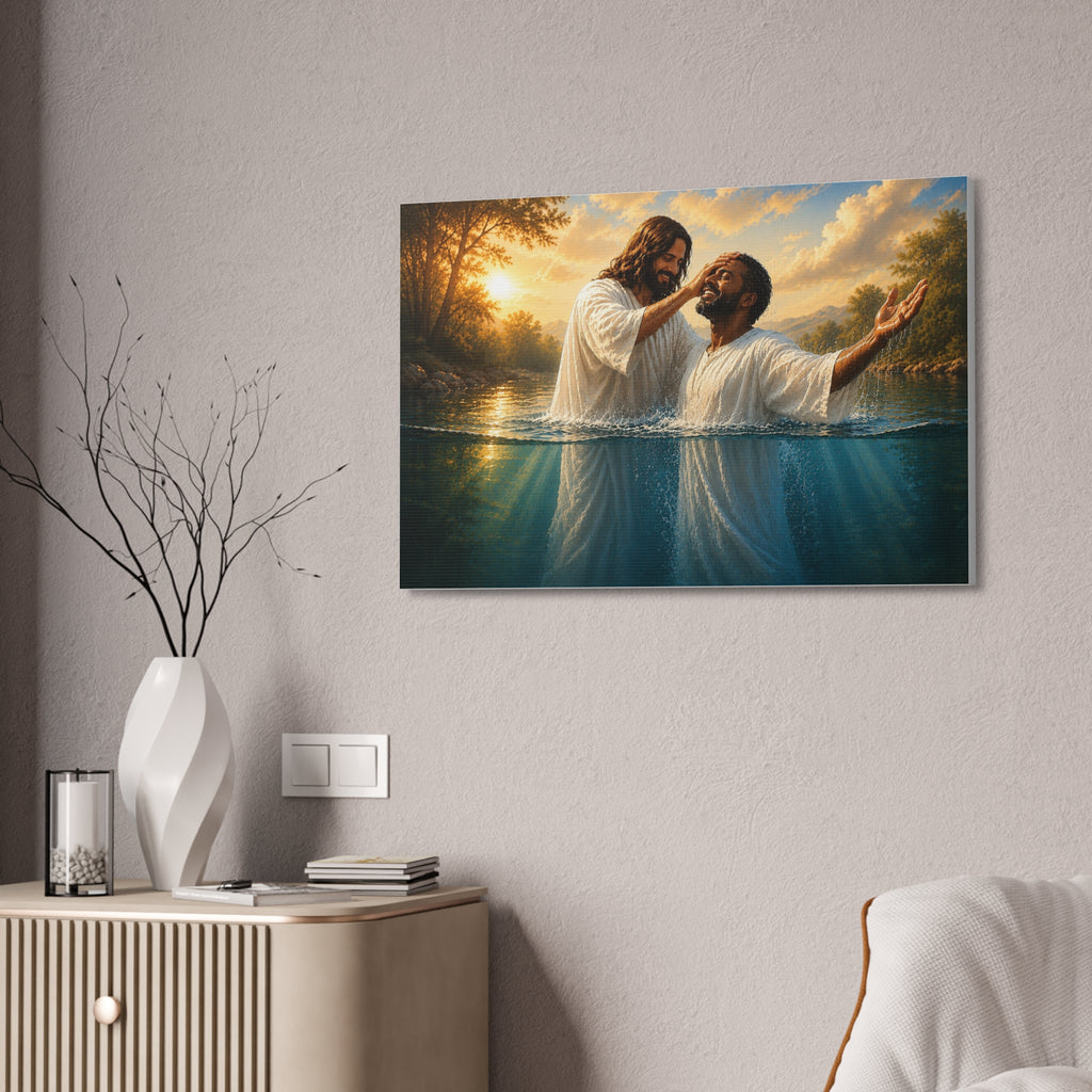 African Man Baptism of Faith Canvas Print - Christian Wall Art