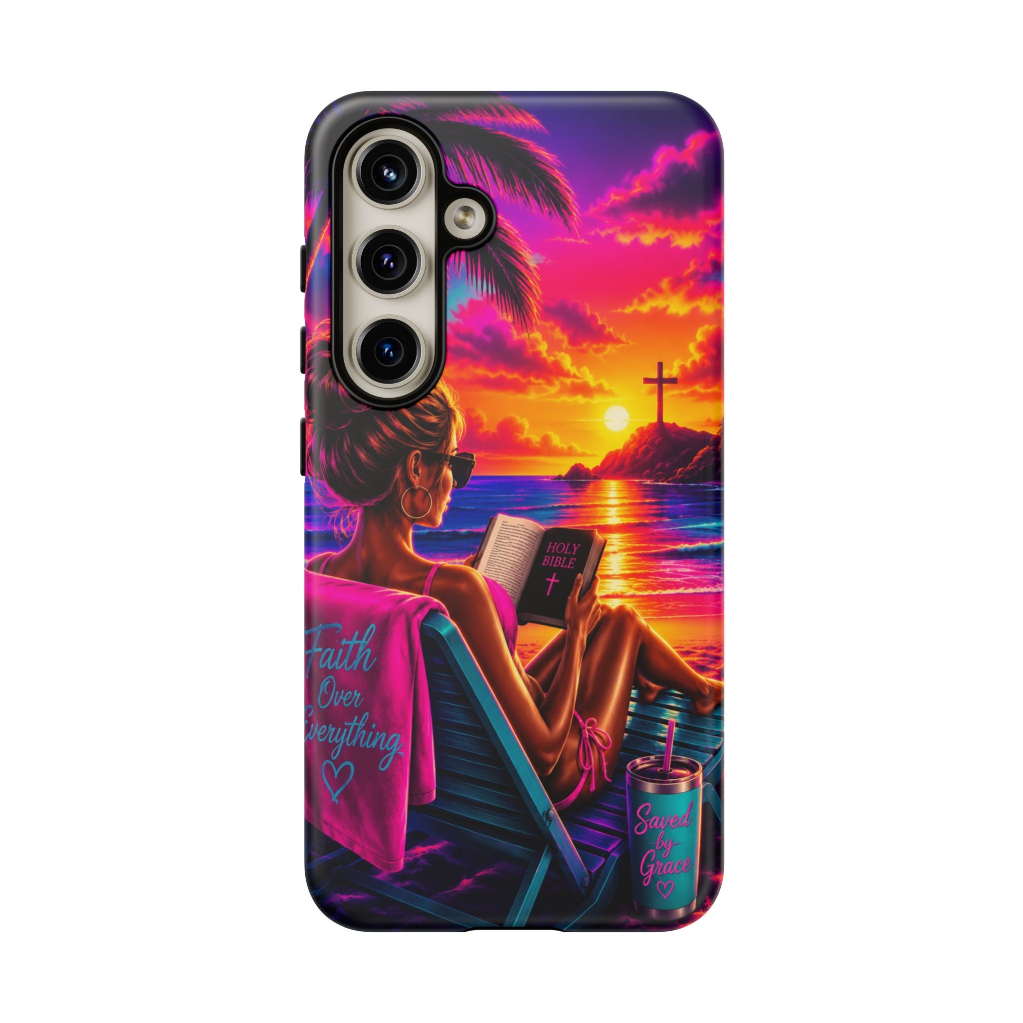 Phone Case —  Jesus and Beach (Faith Over Everything)