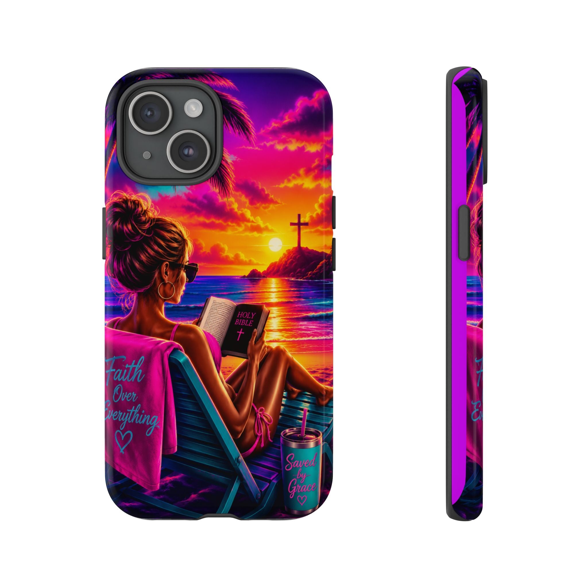 Phone Case —  Jesus and Beach (Faith Over Everything)