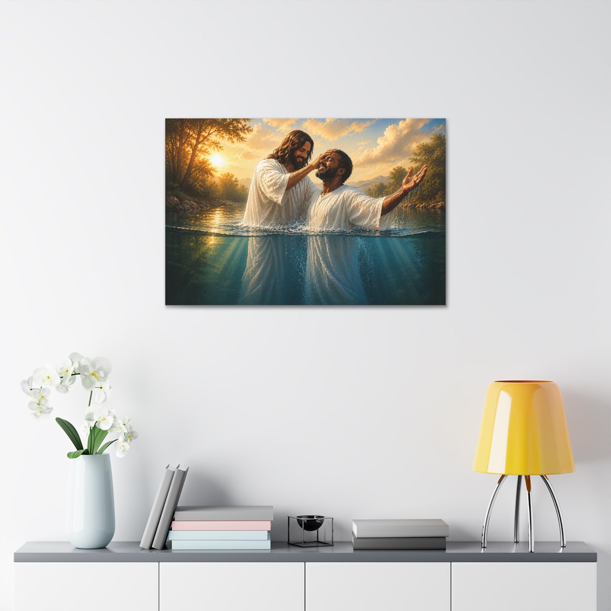 African Man Baptism of Faith Canvas Print - Christian Wall Art