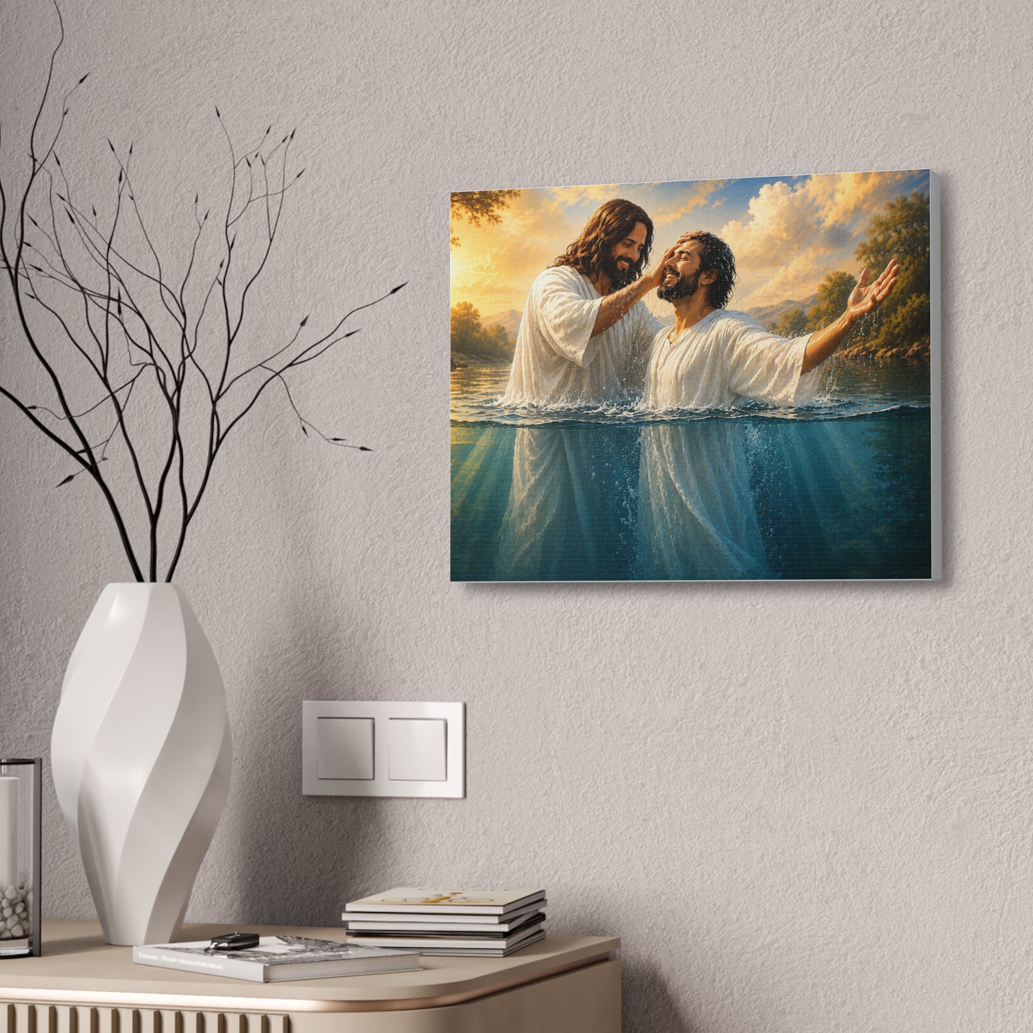 Hispanic Baptism of Christ Canvas Print — Christian Wall Art