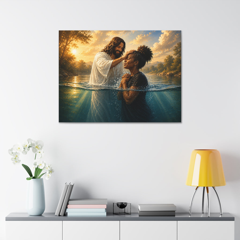 African Woman Baptism of Grace Canvas Print