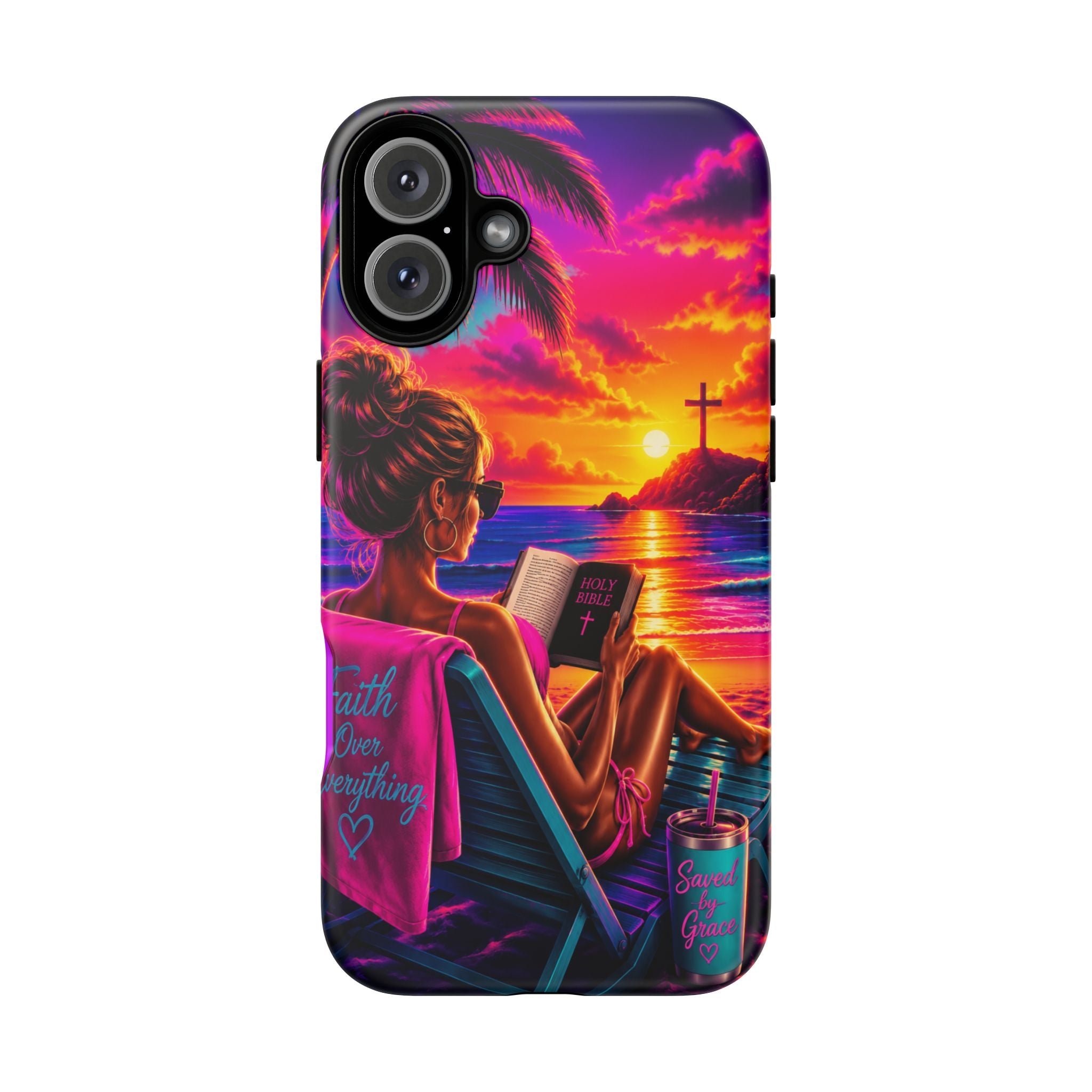 Phone Case —  Jesus and Beach (Faith Over Everything)
