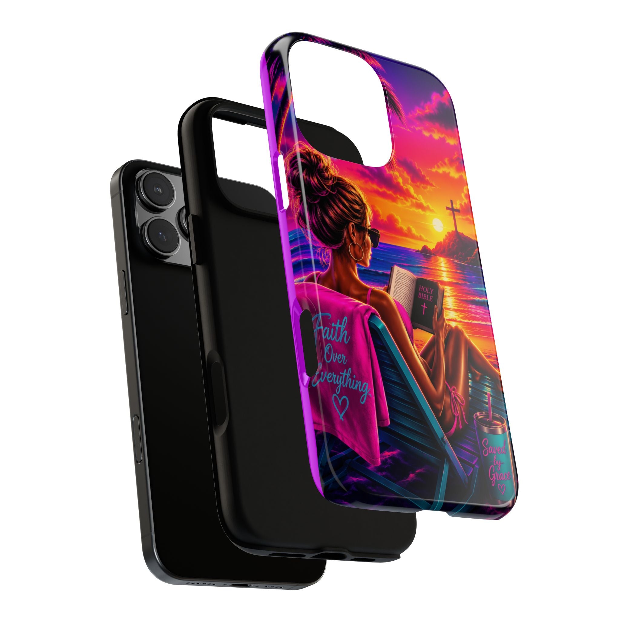 Phone Case —  Jesus and Beach (Faith Over Everything)