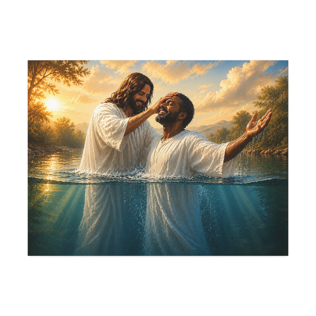 African Man Baptism of Faith Canvas Print - Christian Wall Art