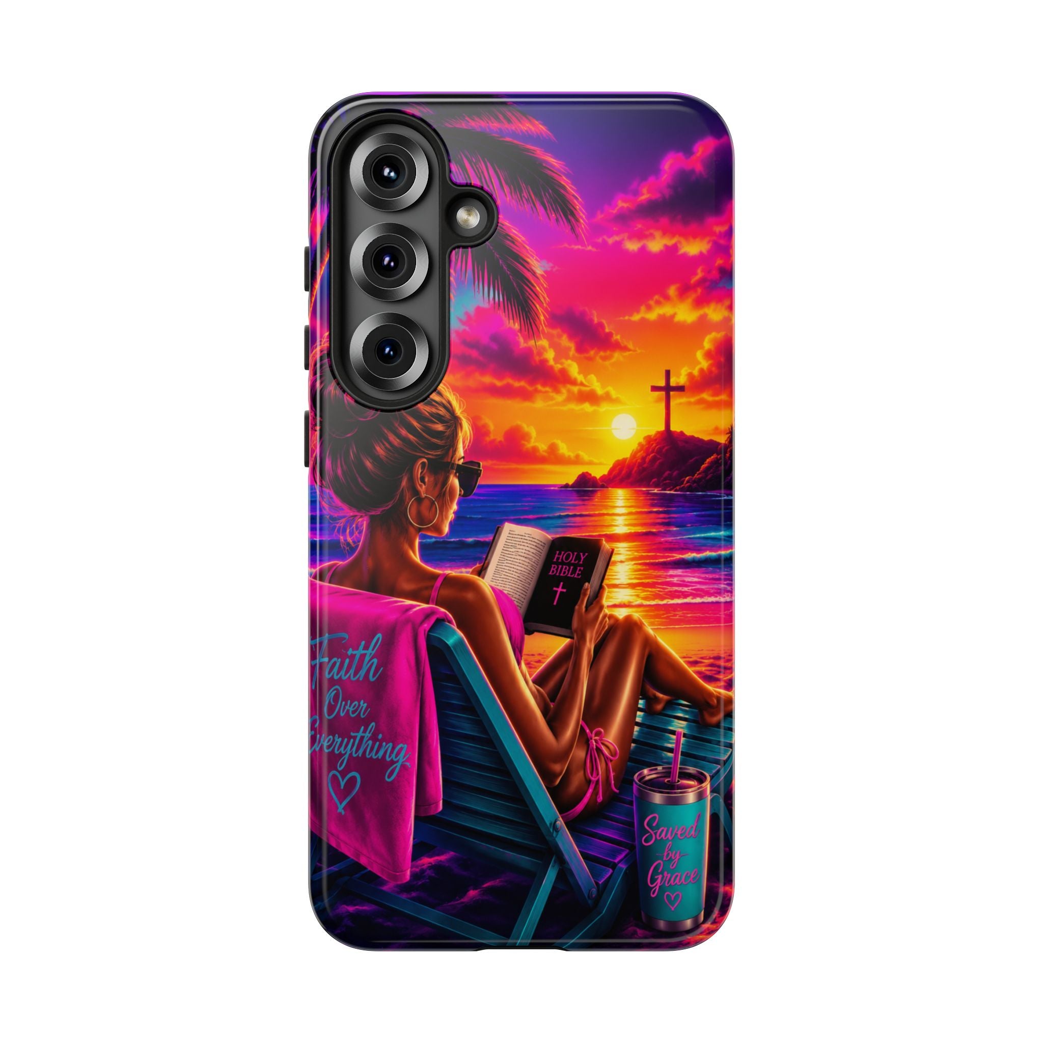 Phone Case —  Jesus and Beach (Faith Over Everything)