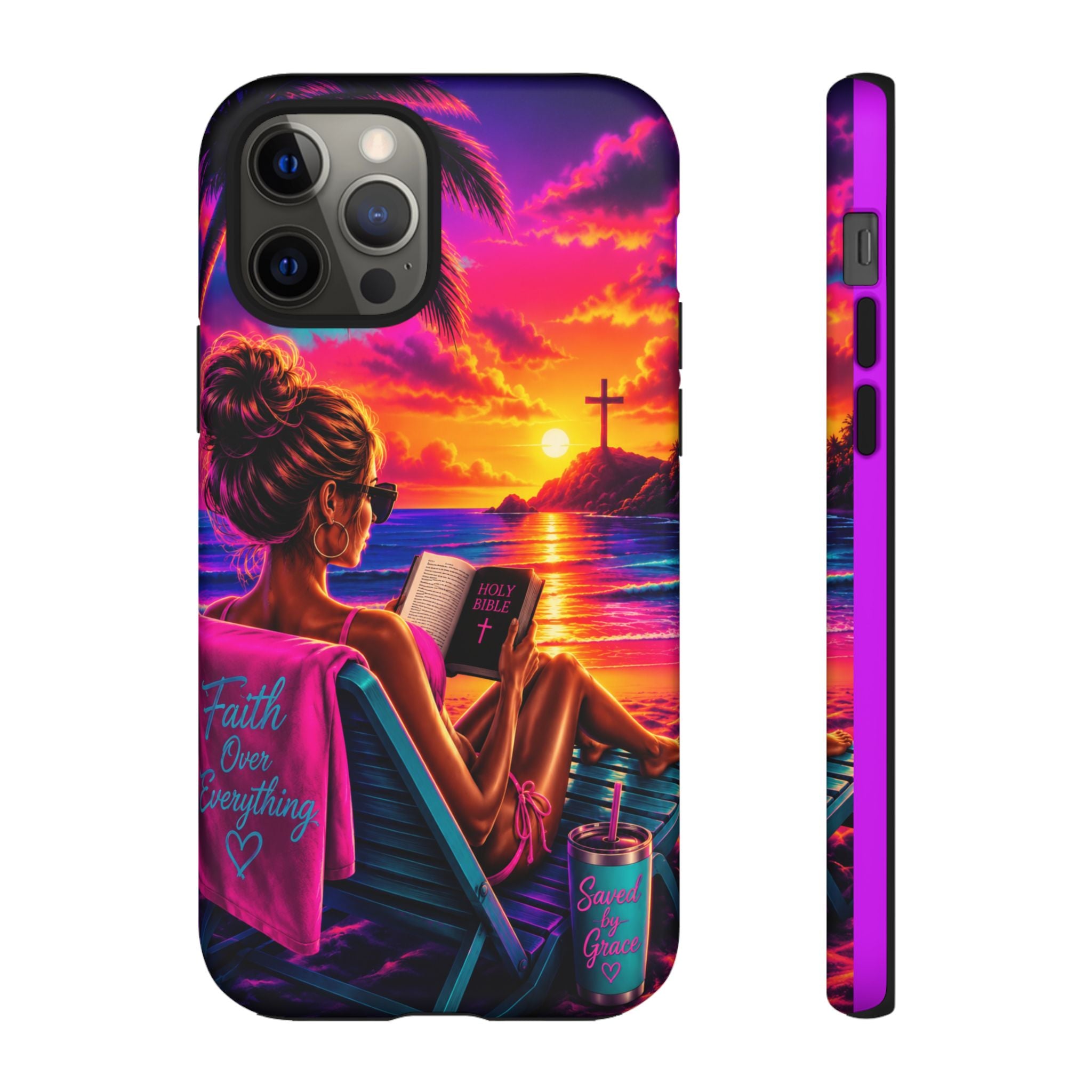 Phone Case —  Jesus and Beach (Faith Over Everything)