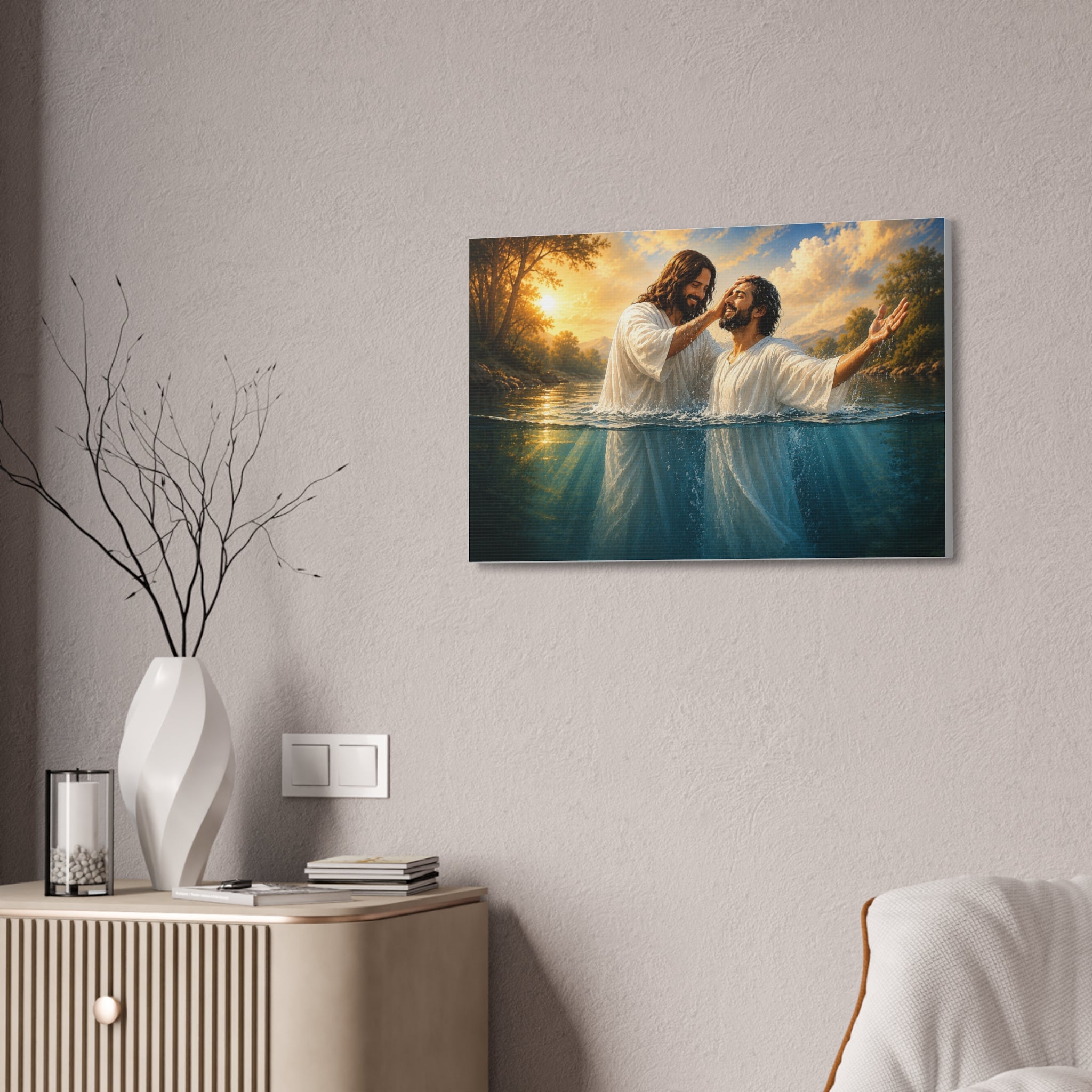 Hispanic Baptism of Christ Canvas Print — Christian Wall Art
