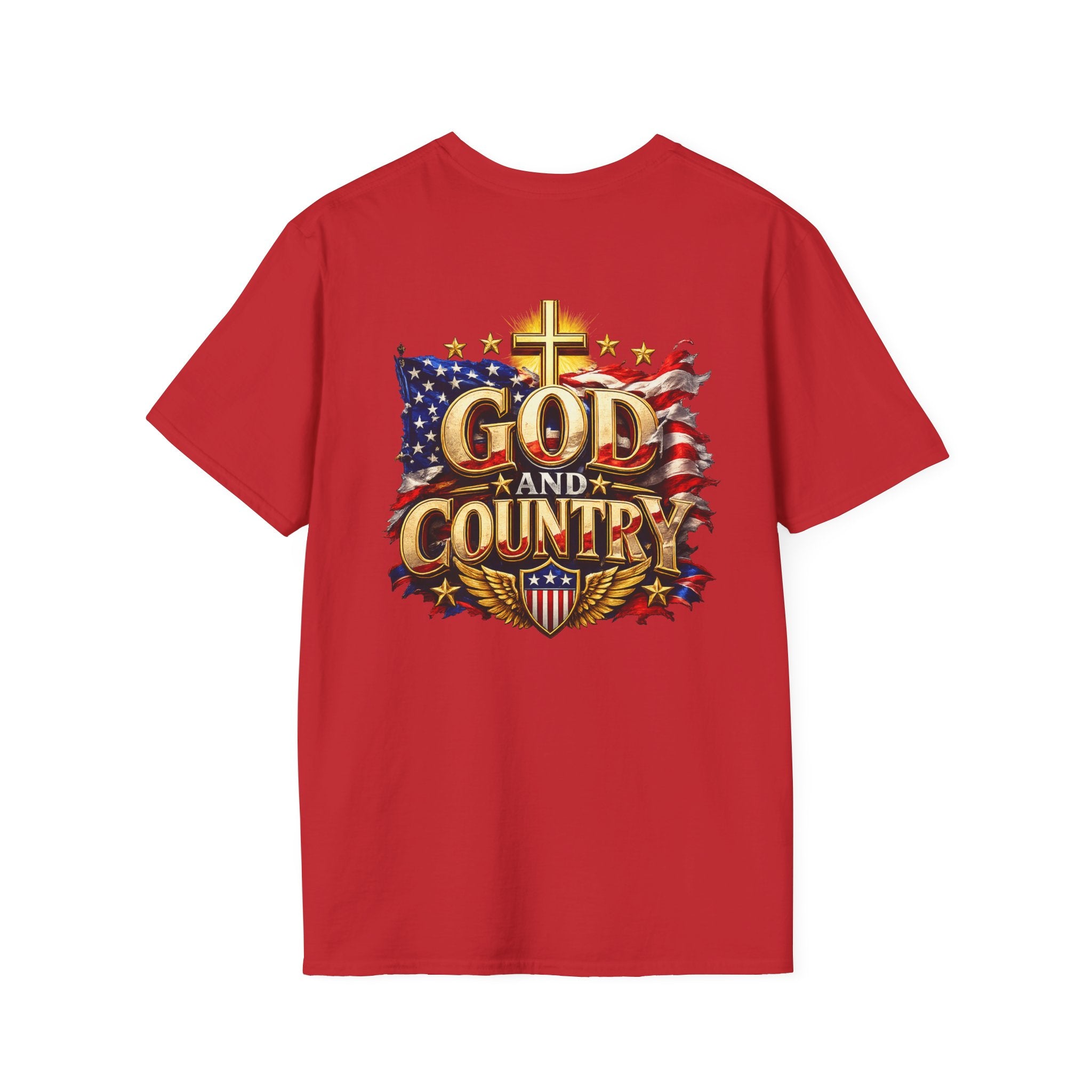 God and Country T-Shirt — Christian Patriotic Tee (cross & American flag)