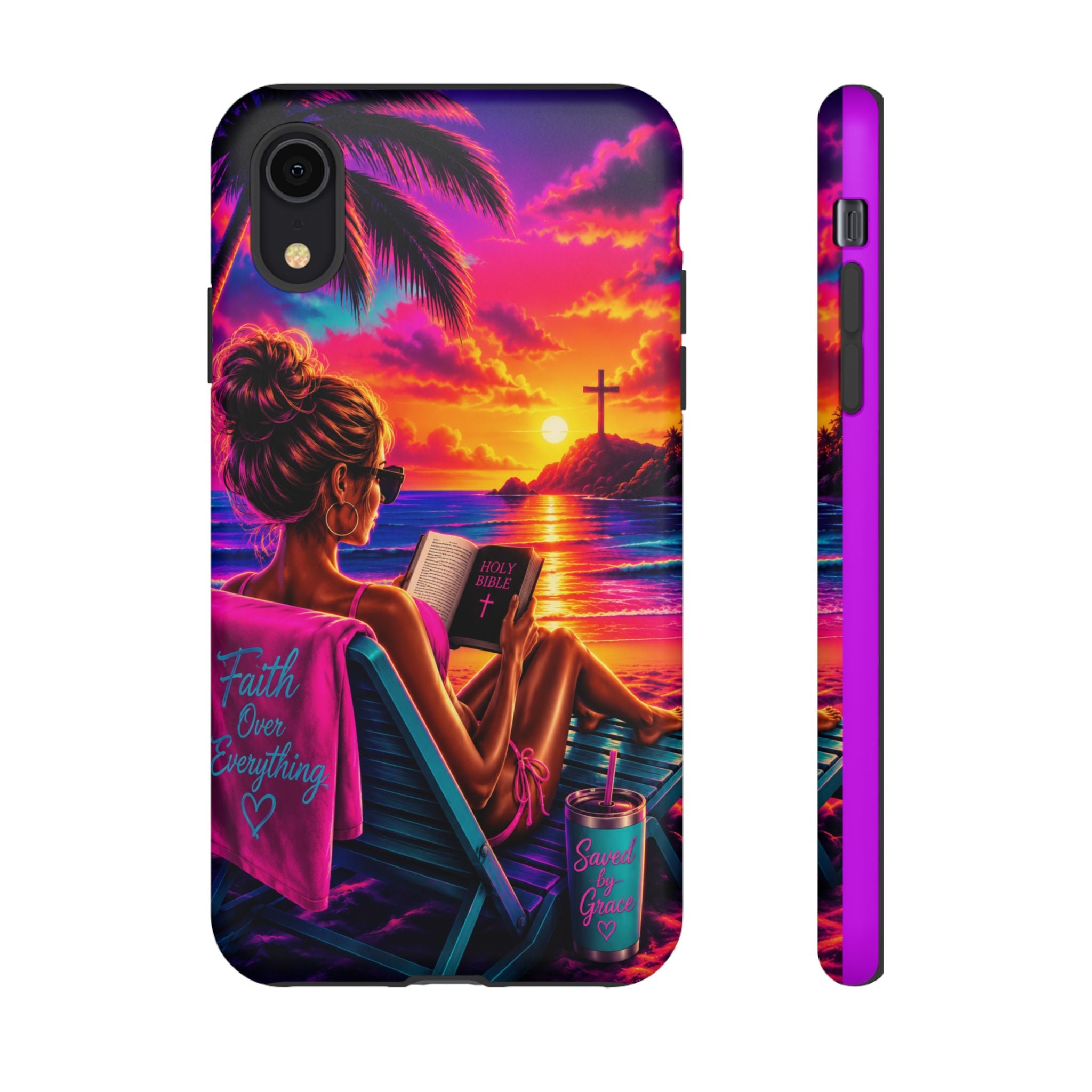Phone Case —  Jesus and Beach (Faith Over Everything)