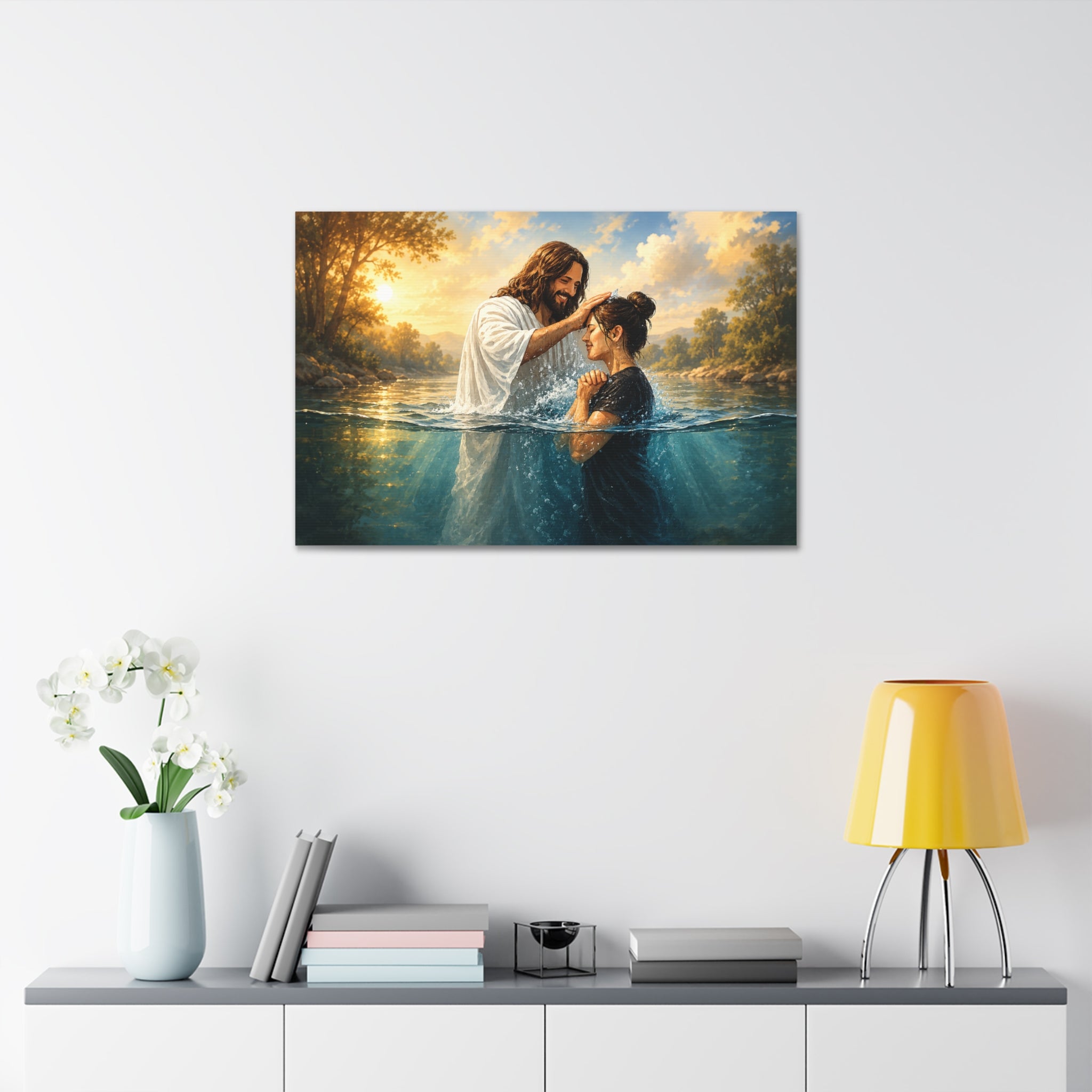 Religious Canvas Wall Art — "I left it in the water" (Stretched Canvas)