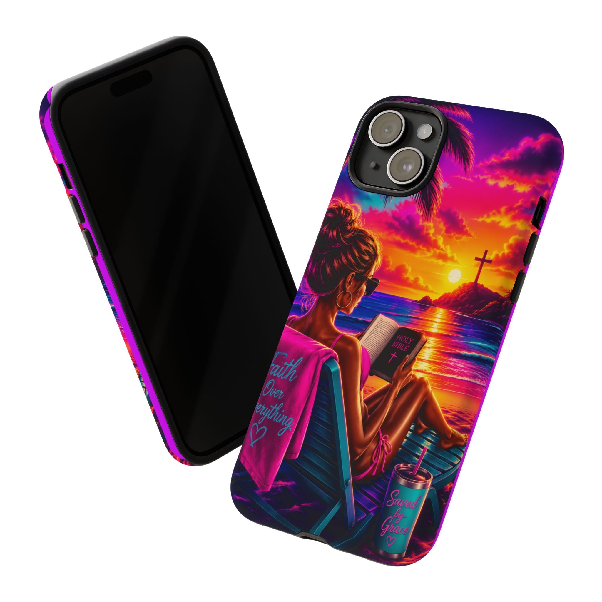 Phone Case —  Jesus and Beach (Faith Over Everything)
