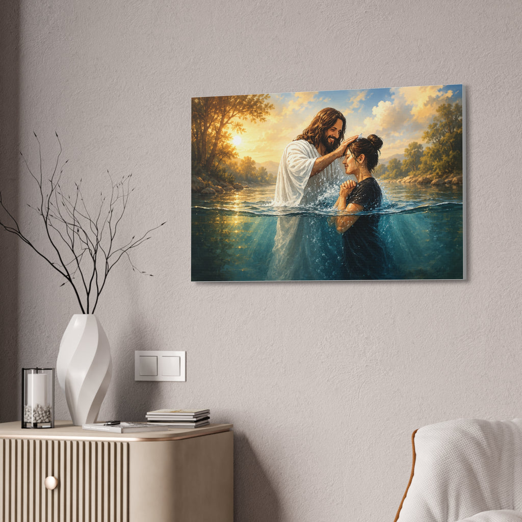 Religious Canvas Wall Art — "I left it in the water" (Stretched Canvas)
