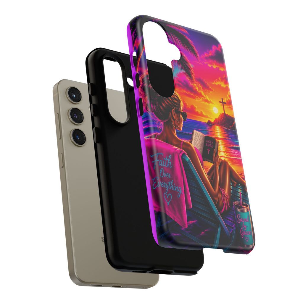 Phone Case —  Jesus and Beach (Faith Over Everything)