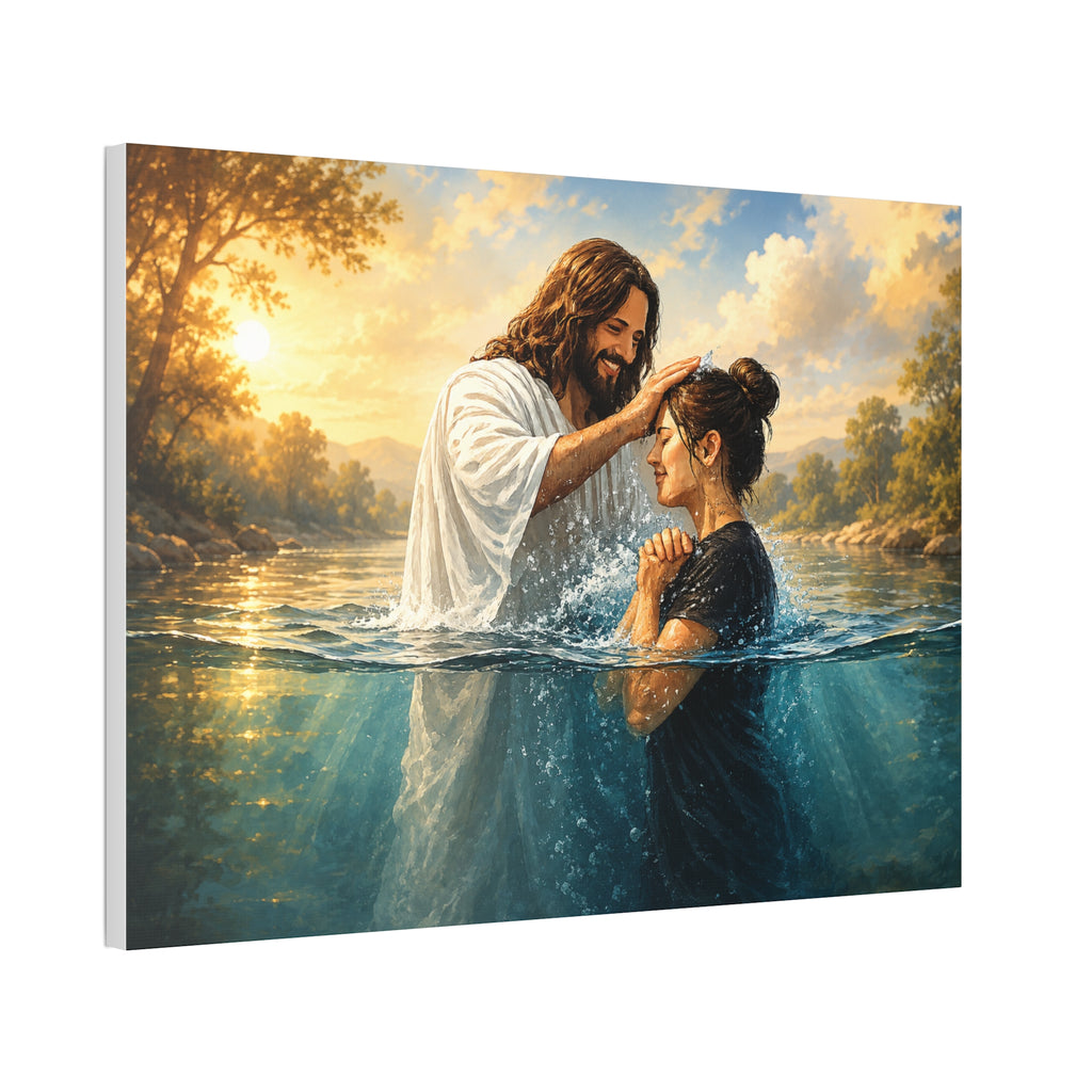 Religious Canvas Wall Art — "I left it in the water" (Stretched Canvas)