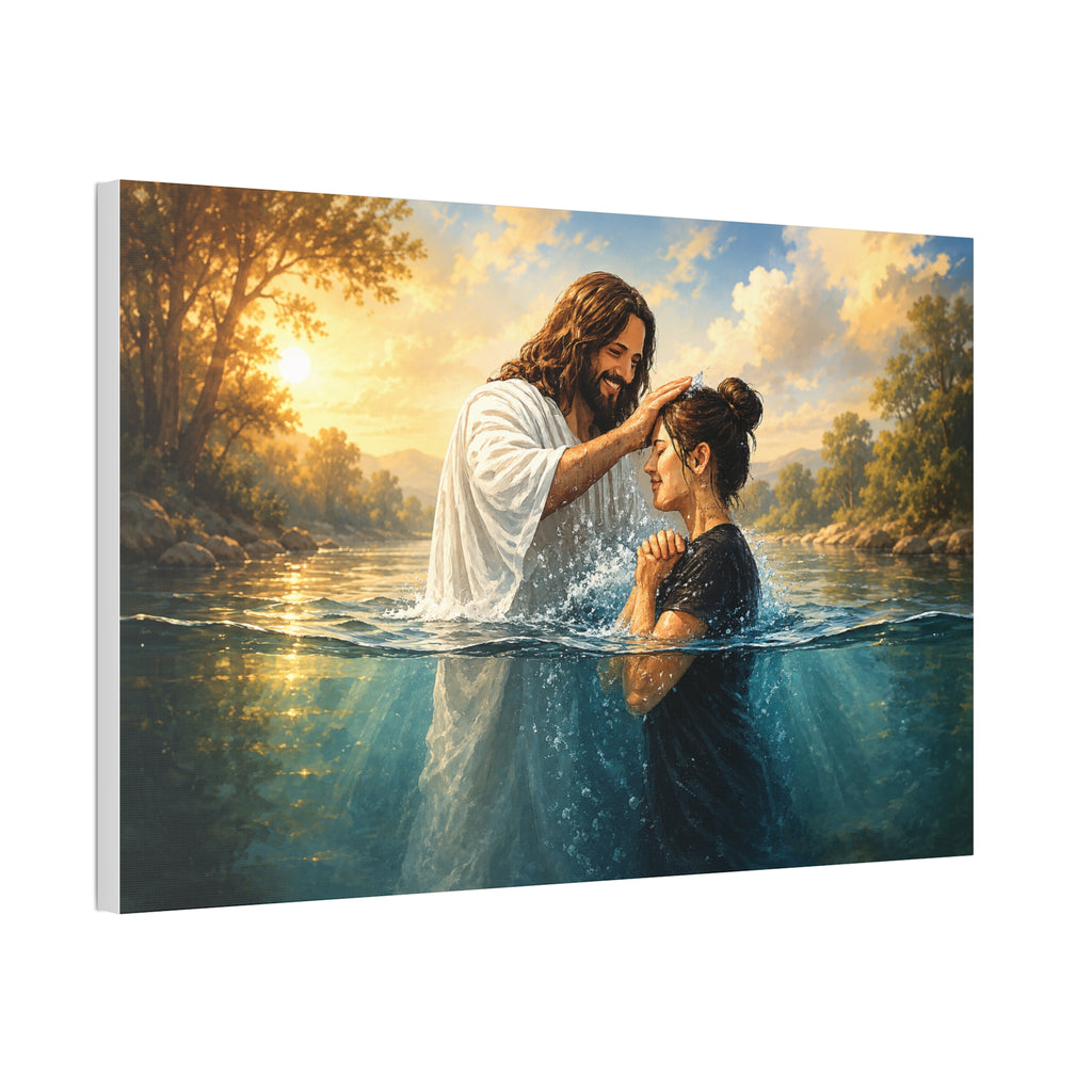Religious Canvas Wall Art — "I left it in the water" (Stretched Canvas)