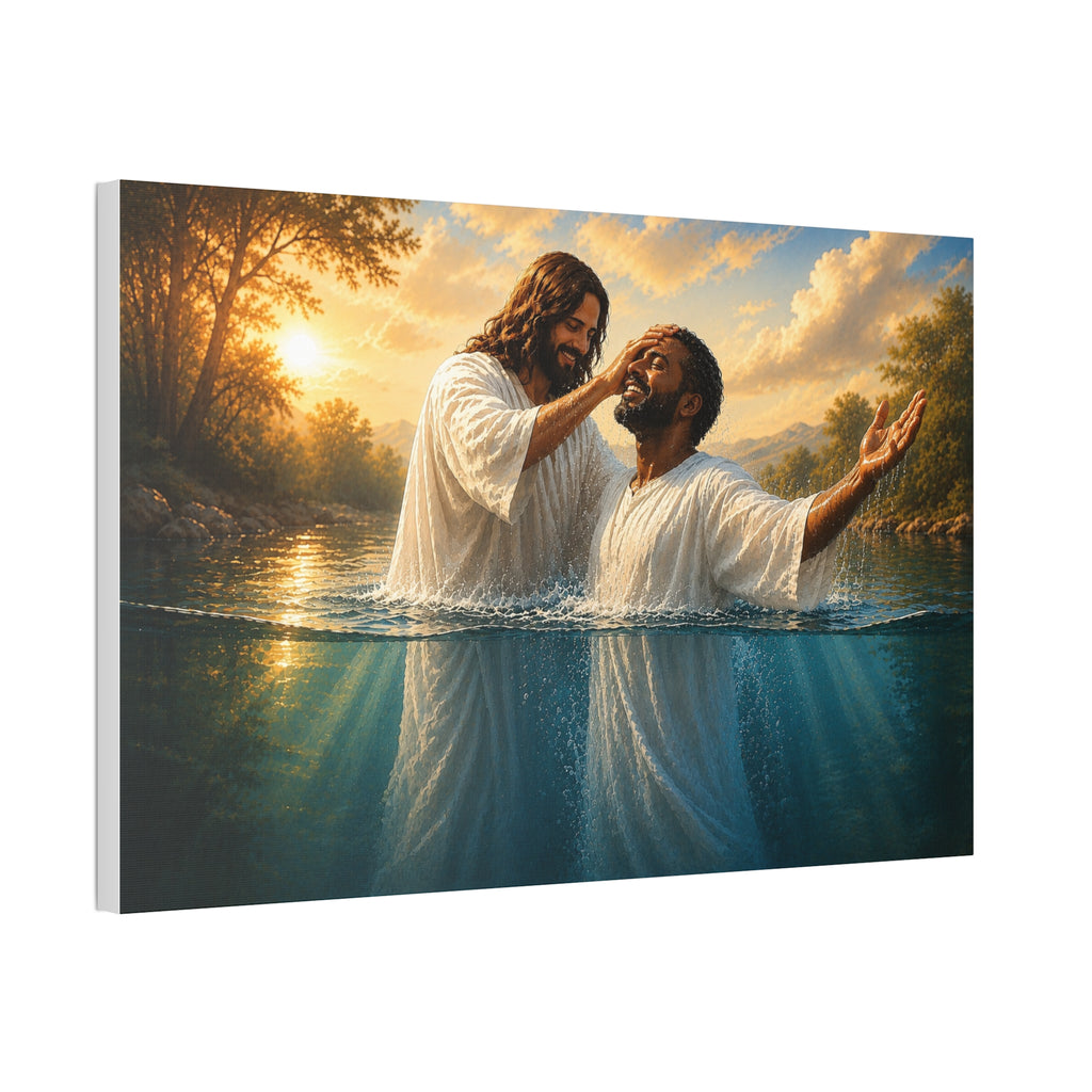 African Man Baptism of Faith Canvas Print - Christian Wall Art