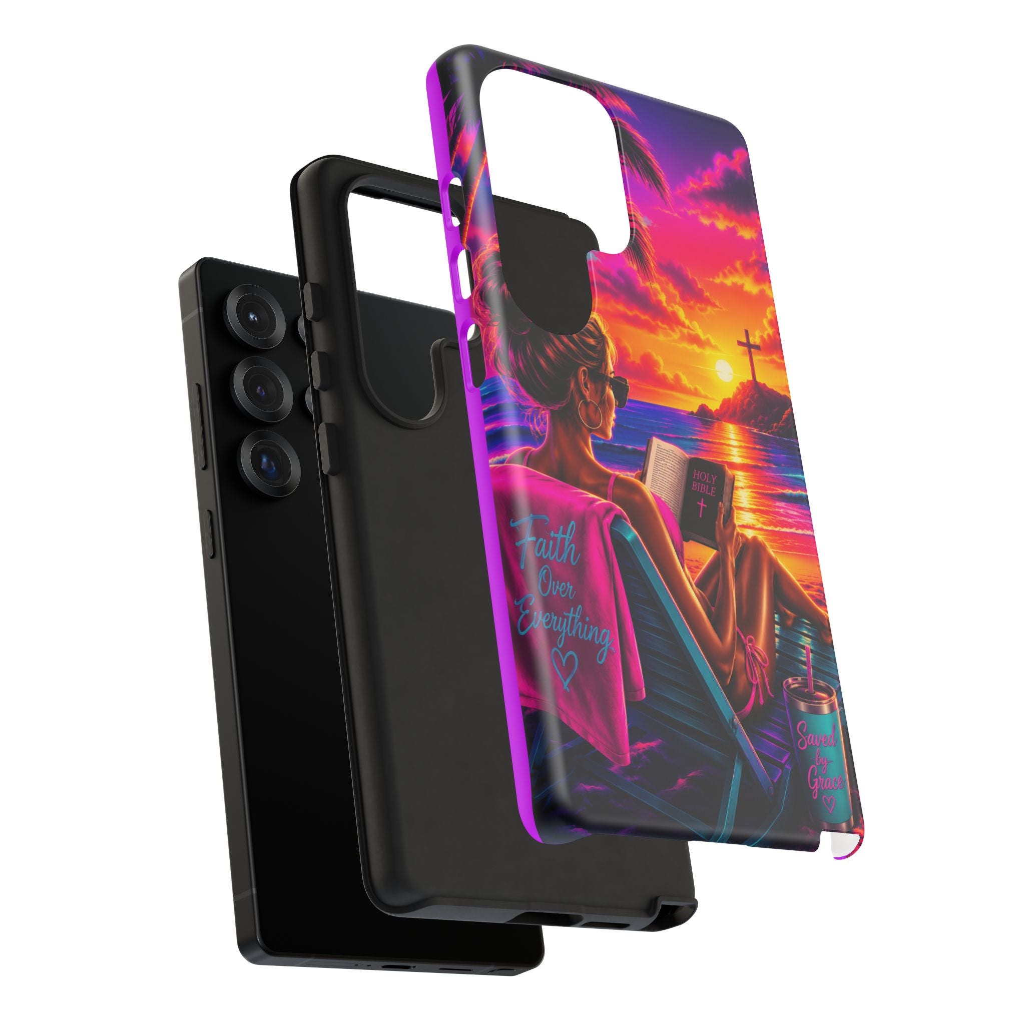 Phone Case —  Jesus and Beach (Faith Over Everything)