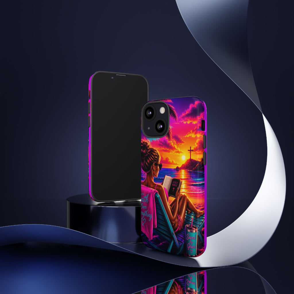 Phone Case —  Jesus and Beach (Faith Over Everything)