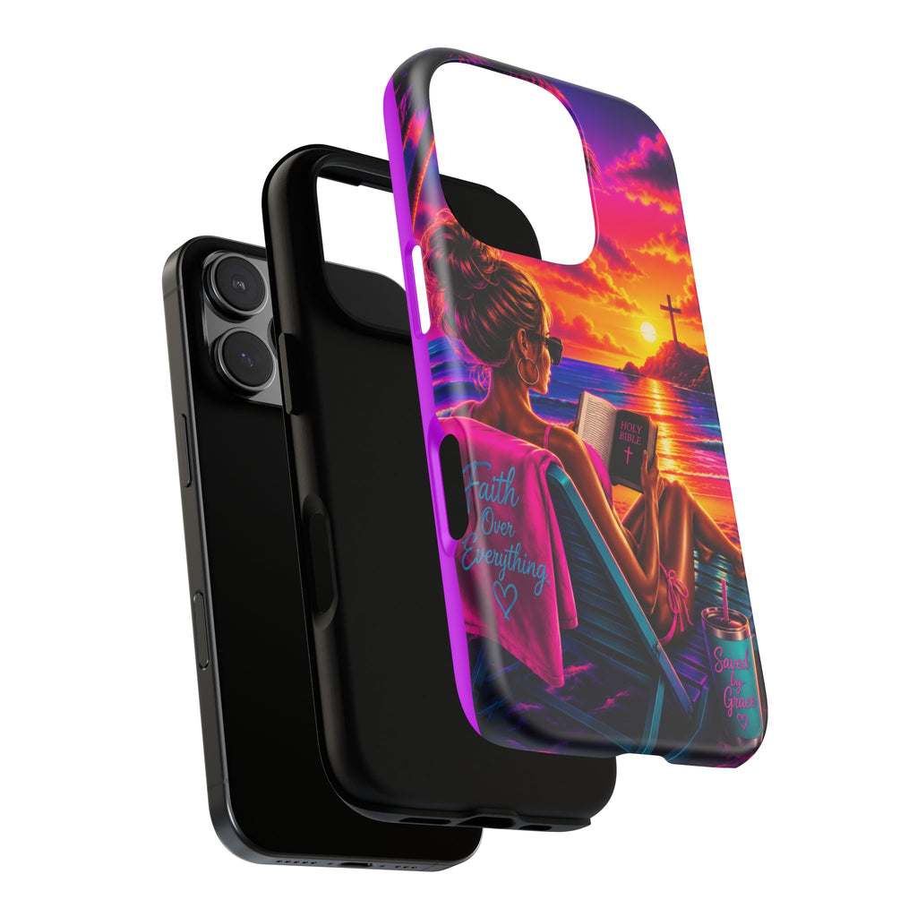 Phone Case —  Jesus and Beach (Faith Over Everything)