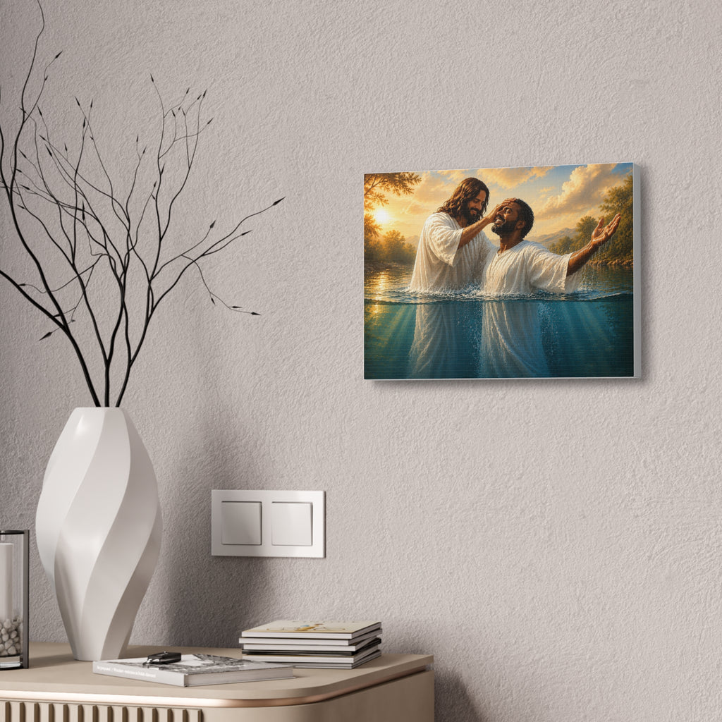 African Man Baptism of Faith Canvas Print - Christian Wall Art