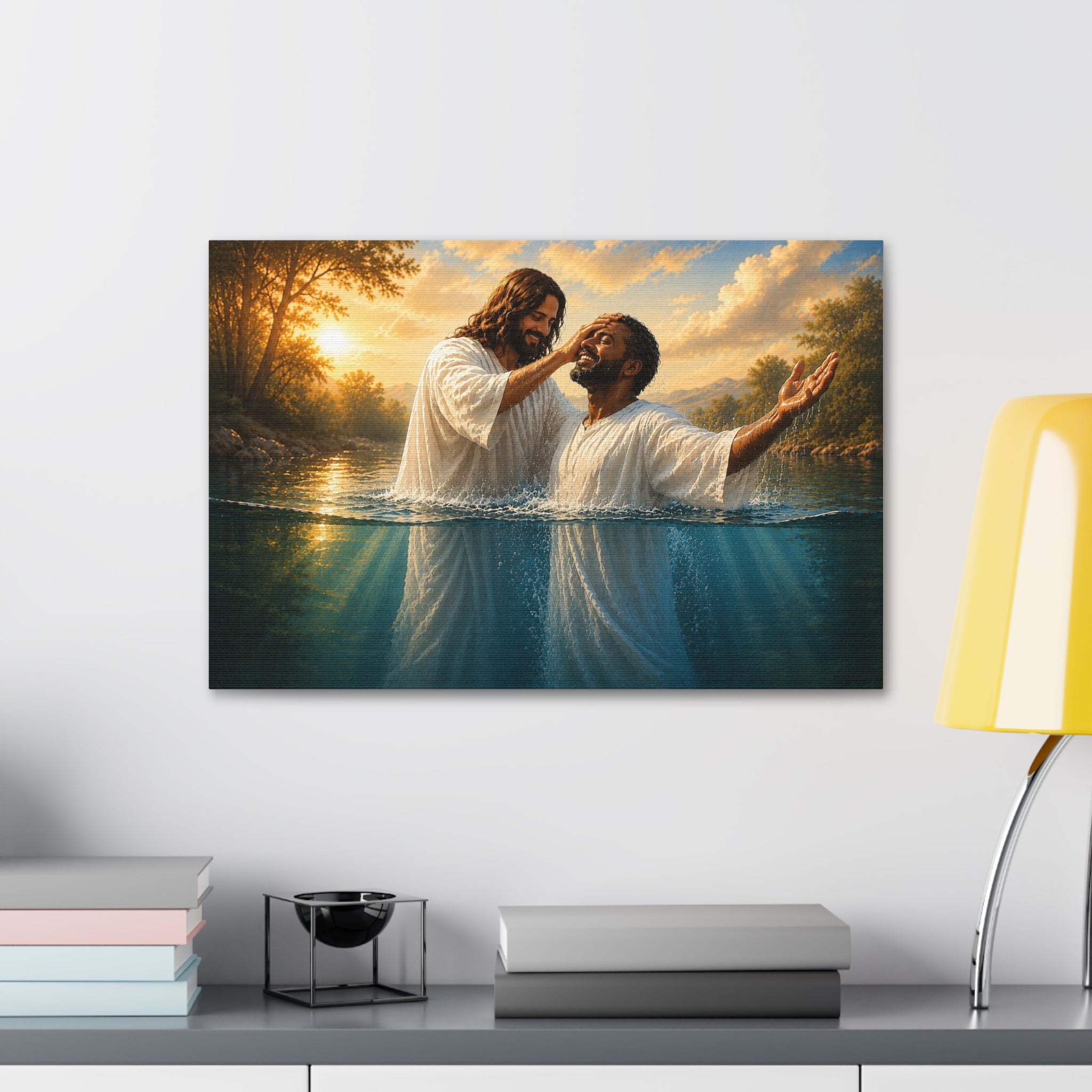 African Man Baptism of Faith Canvas Print - Christian Wall Art