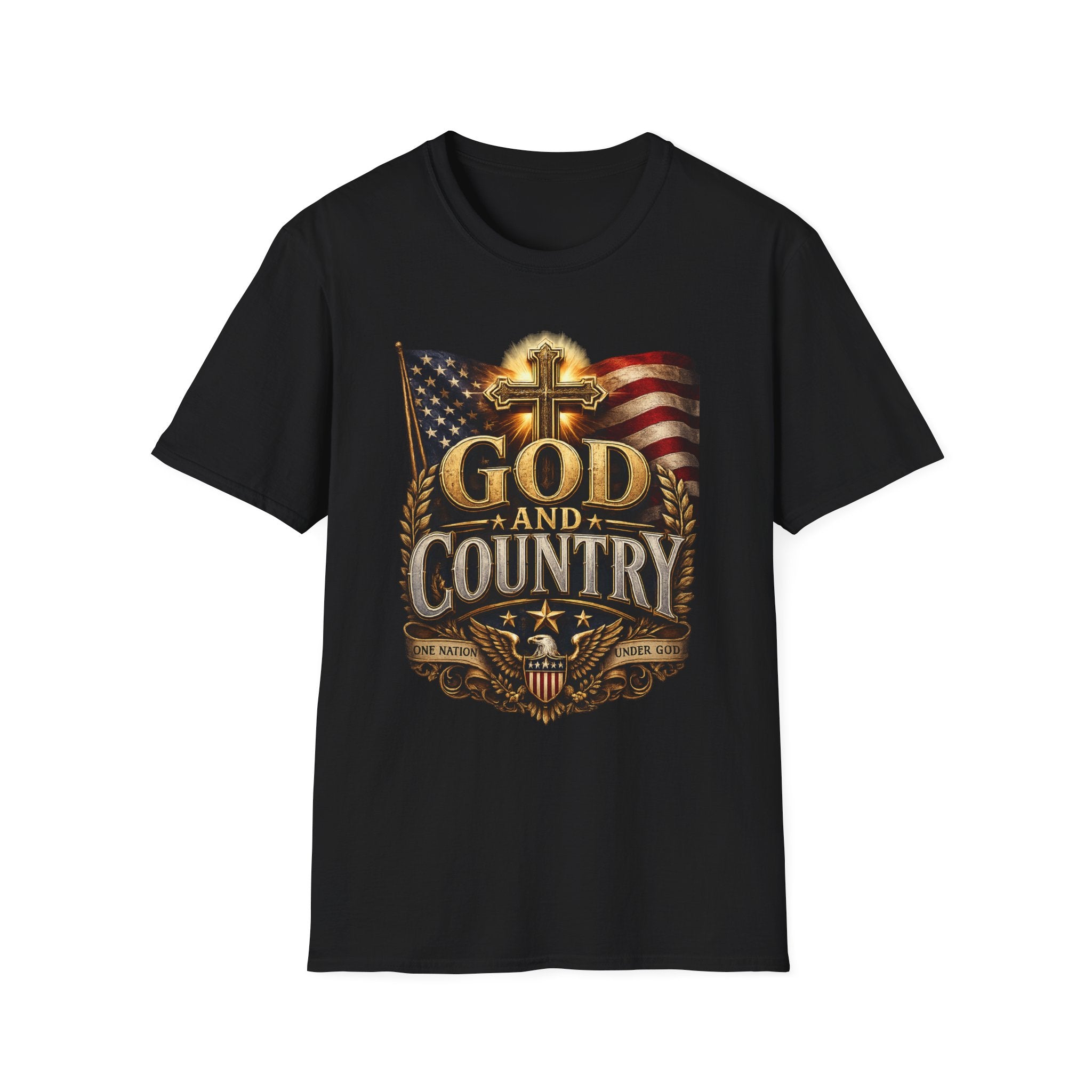 God and Country T-Shirt — Patriotic Christian Flag Tee