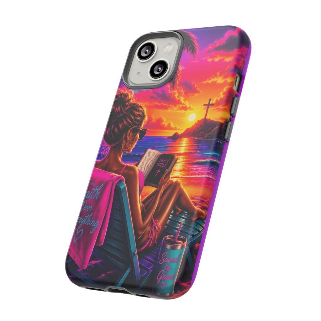 Phone Case —  Jesus and Beach (Faith Over Everything)