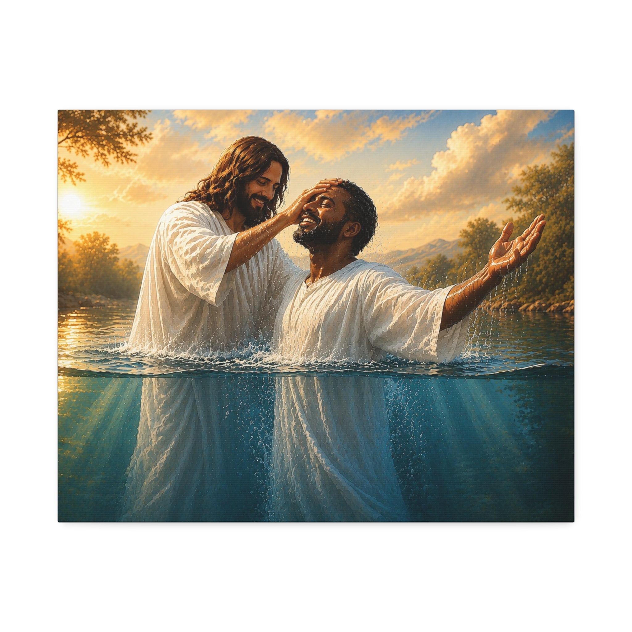 African Man Baptism of Faith Canvas Print - Christian Wall Art