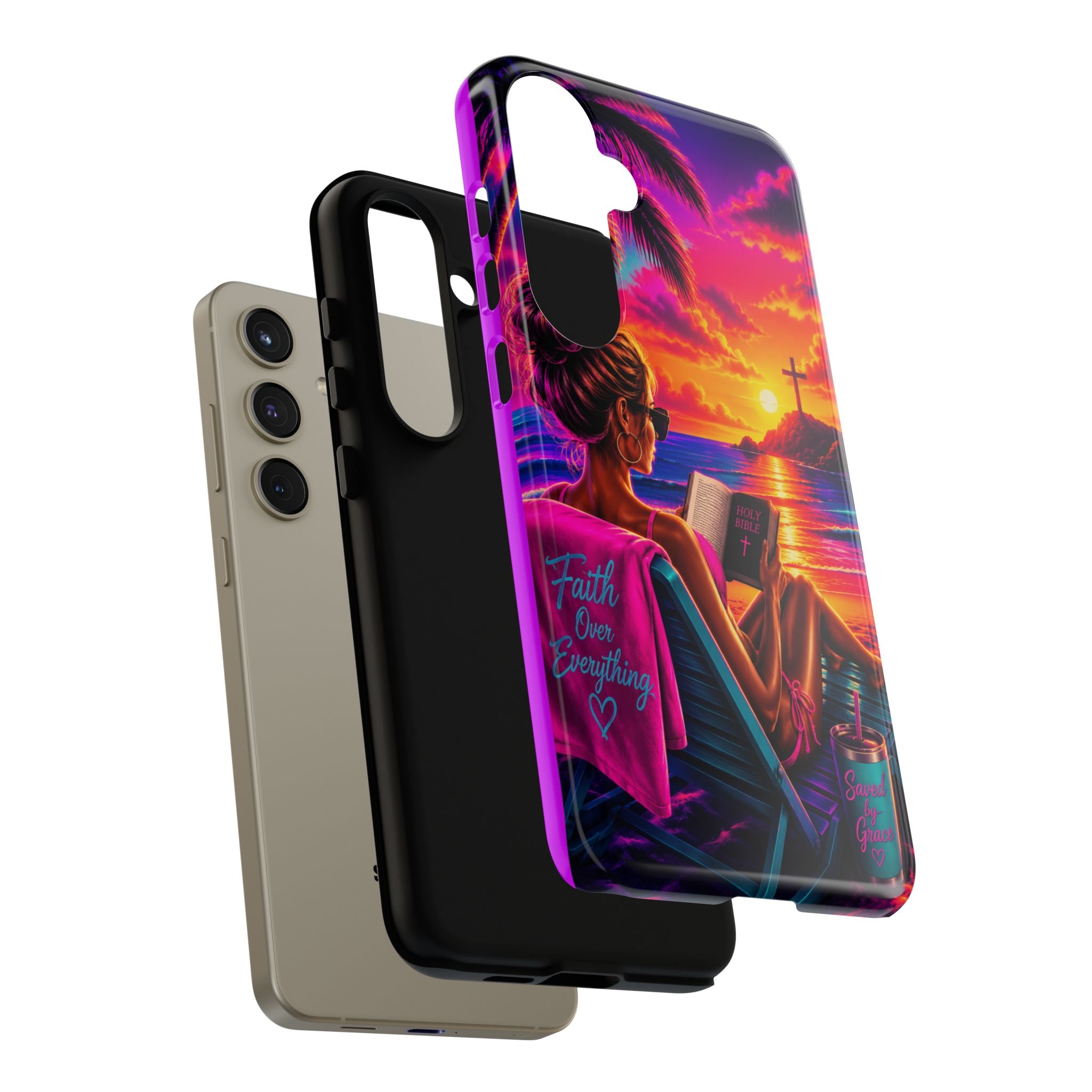 Phone Case —  Jesus and Beach (Faith Over Everything)