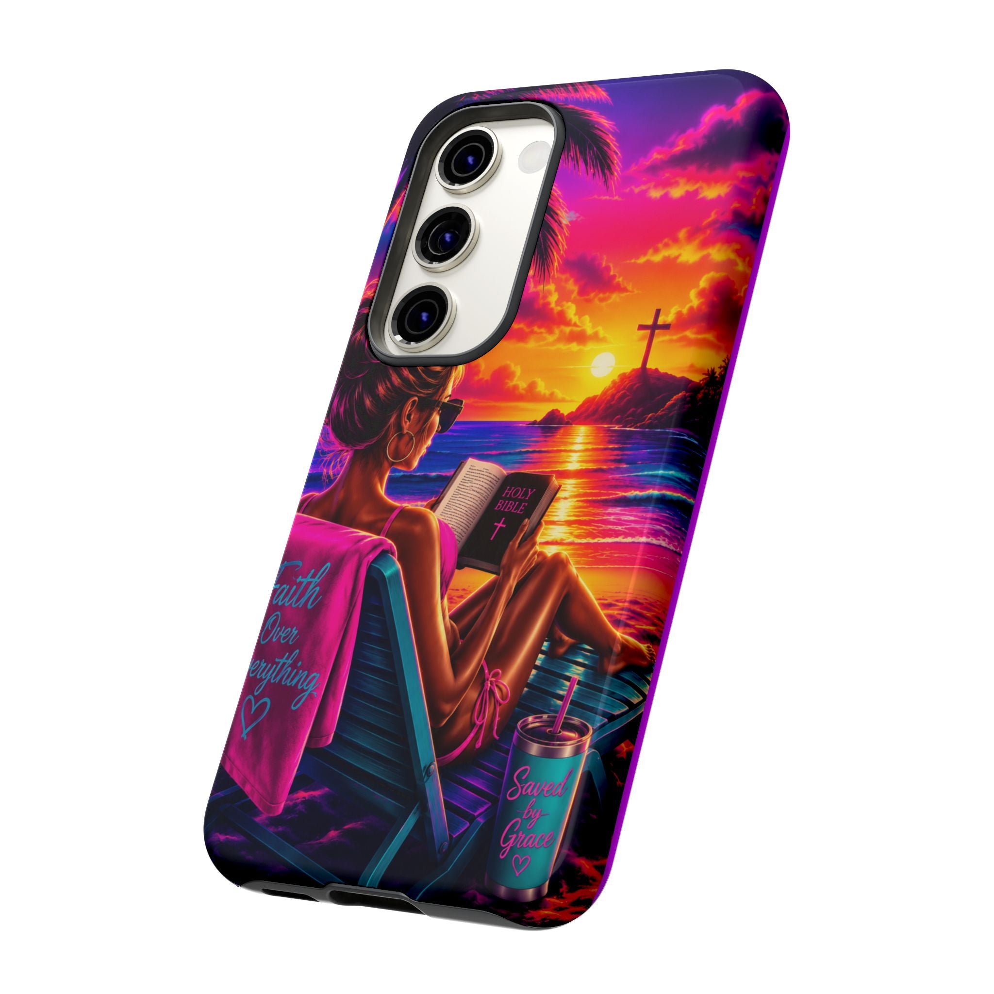 Phone Case —  Jesus and Beach (Faith Over Everything)