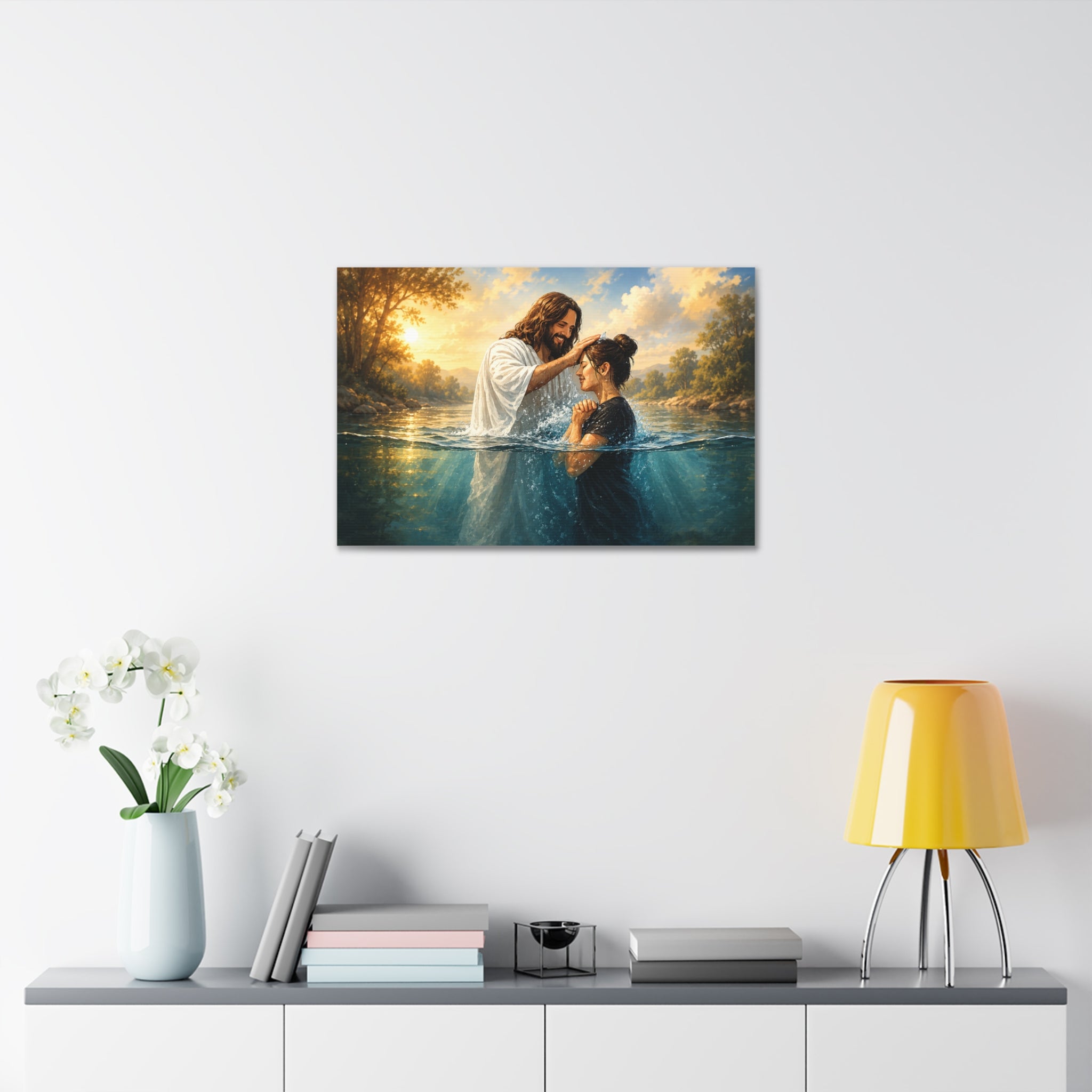 Religious Canvas Wall Art — "I left it in the water" (Stretched Canvas)