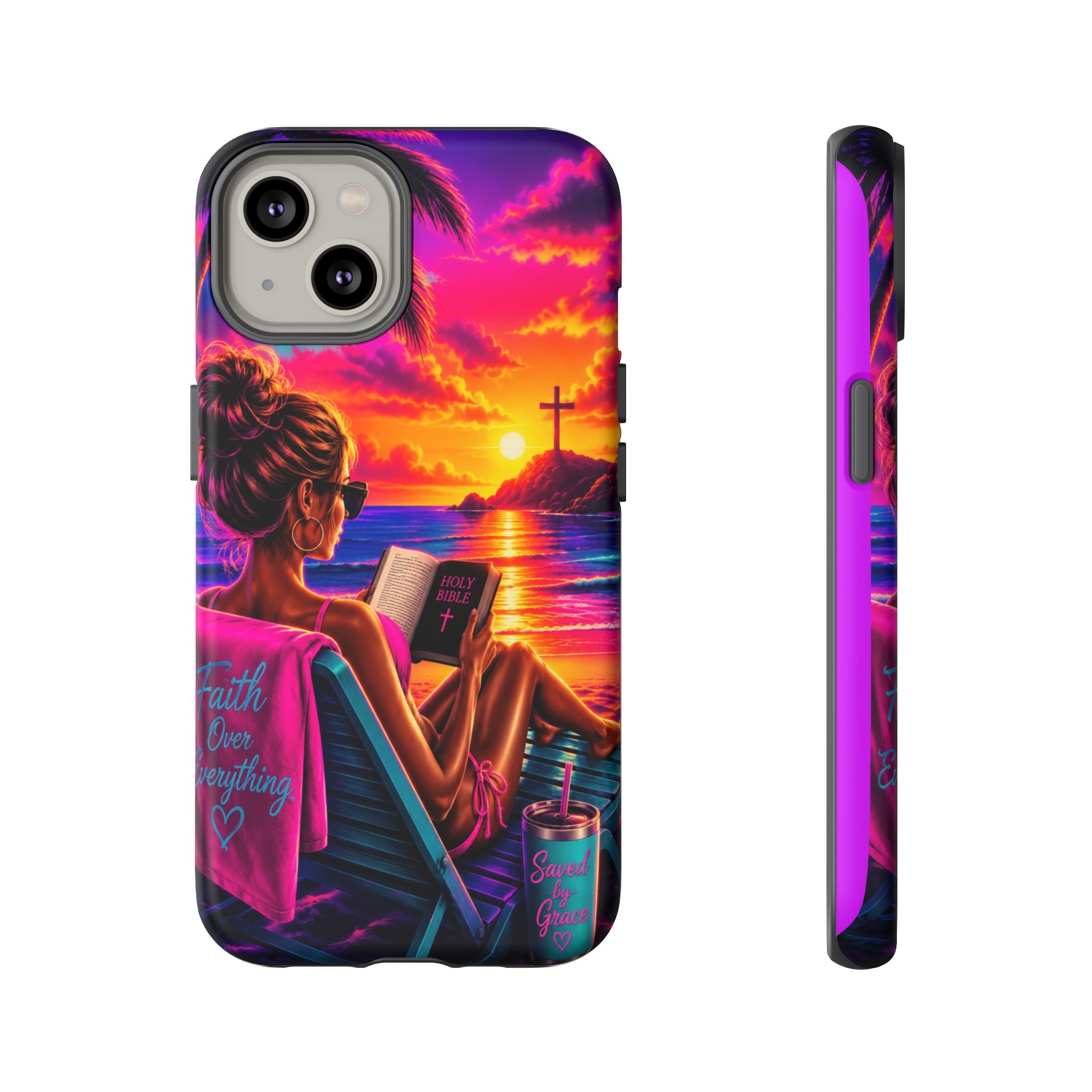 Phone Case —  Jesus and Beach (Faith Over Everything)