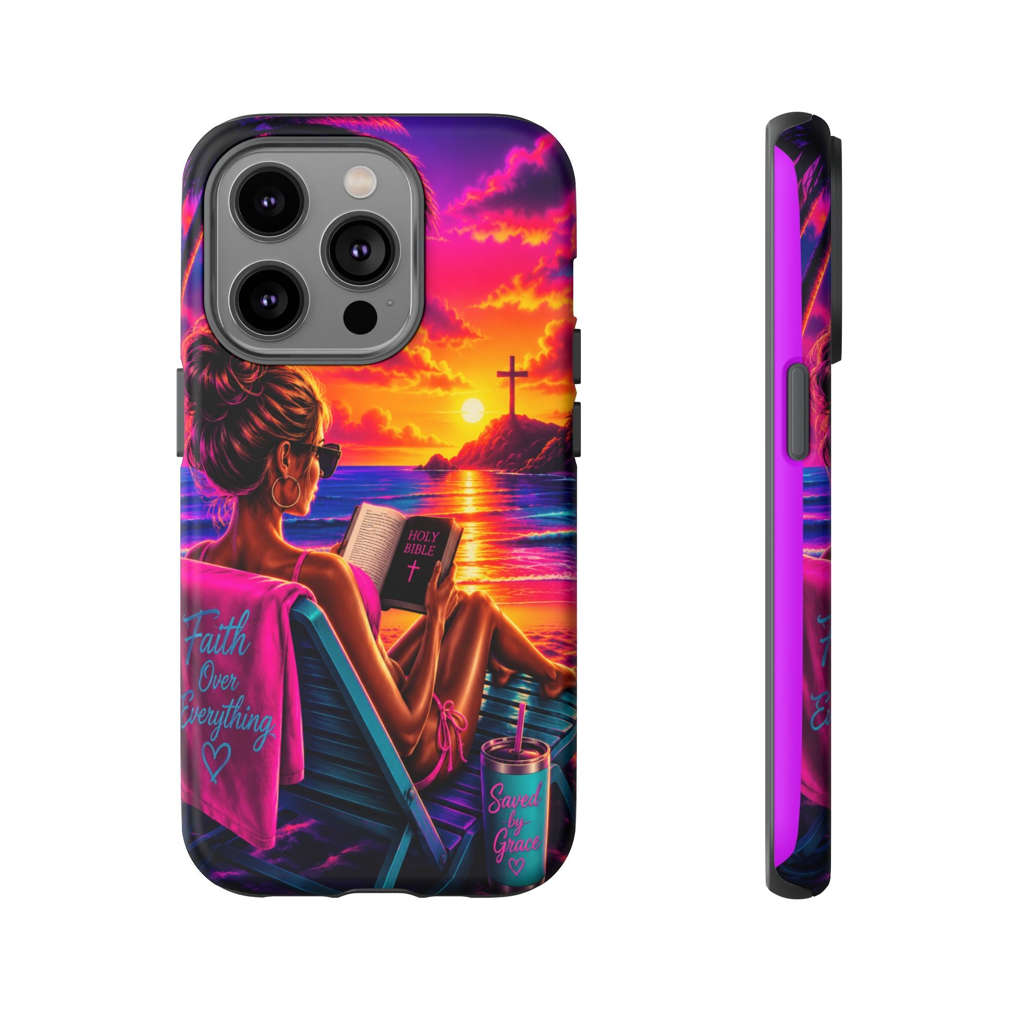 Phone Case —  Jesus and Beach (Faith Over Everything)